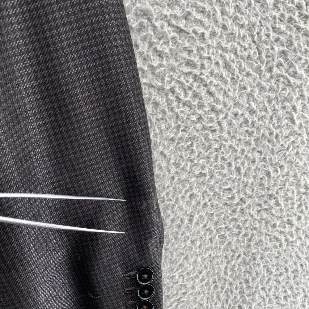 Ermenegildo Zegna Blazer Mens 52‎ R Brown Herringbone Cashmere Wool Silk Sport